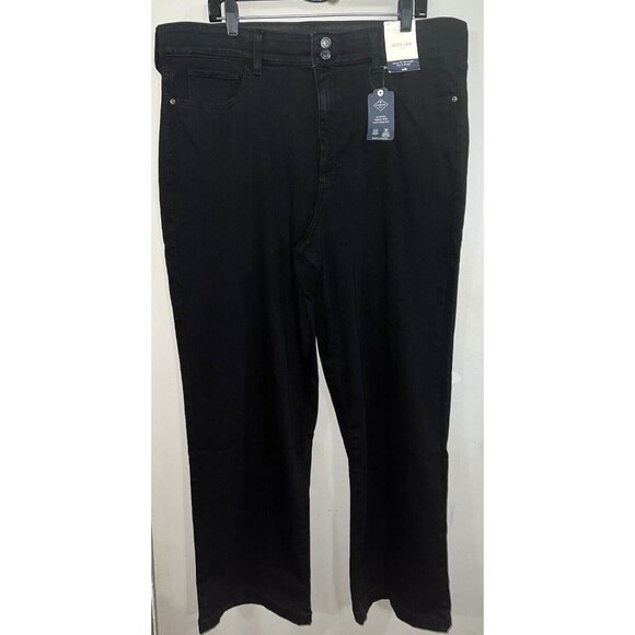New St Johns Bay Black Denim Jeans Womens Wide Leg Stretch Size 20 - Picture 1 of 3